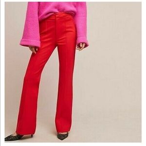 Red anthro stretchy trousers